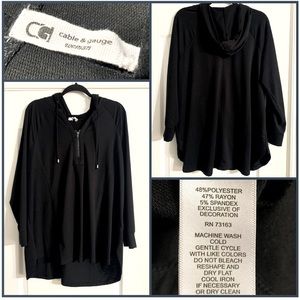 Cable & Gauge | Women’s Black Partial Zip Light Hoodie | Size 1X